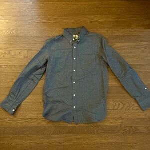 Huckberry Flint & Tinder M Architect Shirt Gray Herringbone OCBD Oxford Shirt
